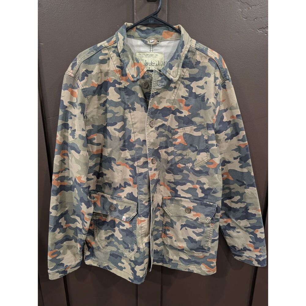 NWT &SONS Carver Surplus Camo Chore Jacket, Men’s Size L, Stonewashed Cotton Twi